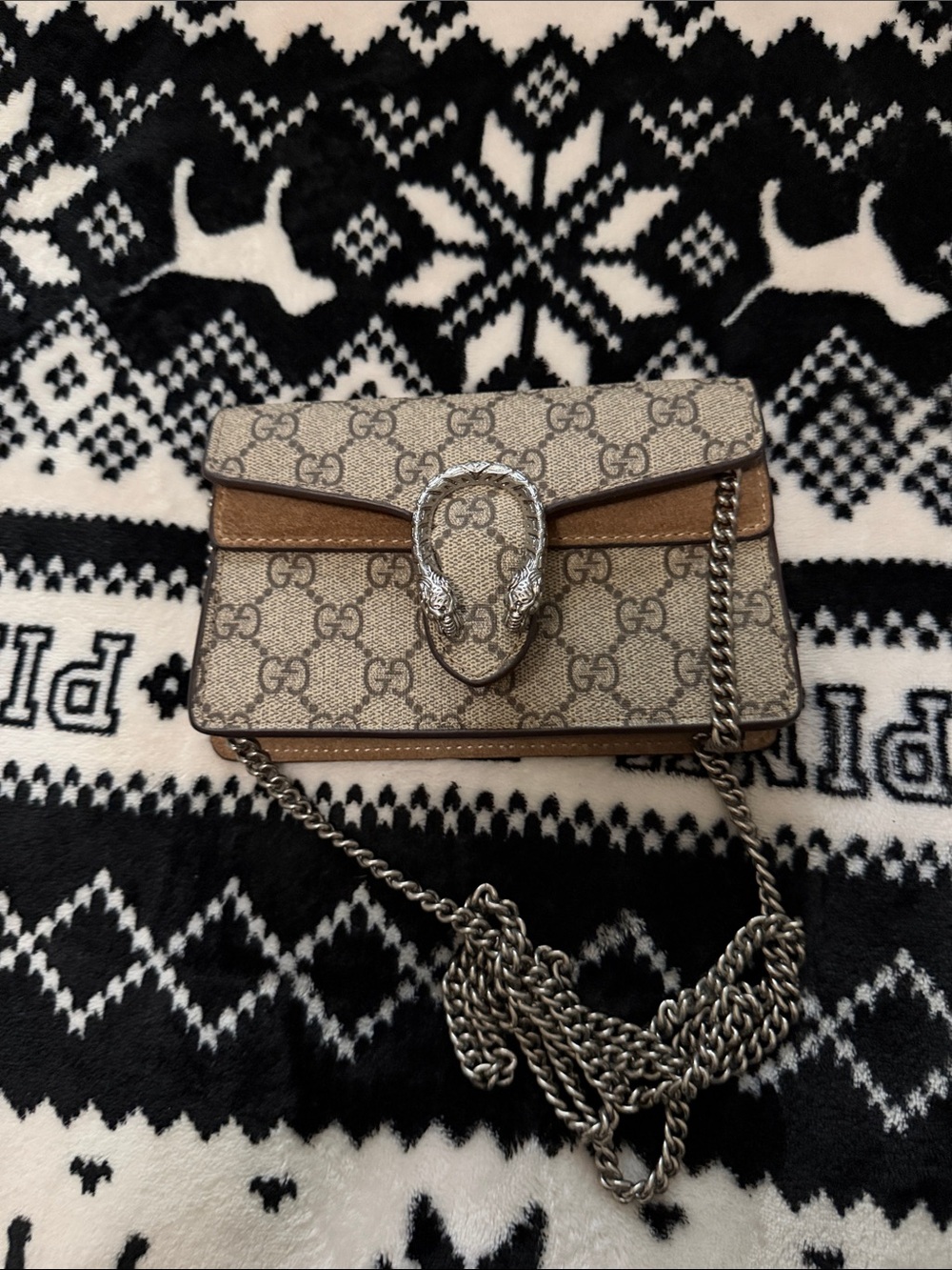 Gucci Beige/Tan Dionysus GG Supreme Mini Shoulder Bag with Chain